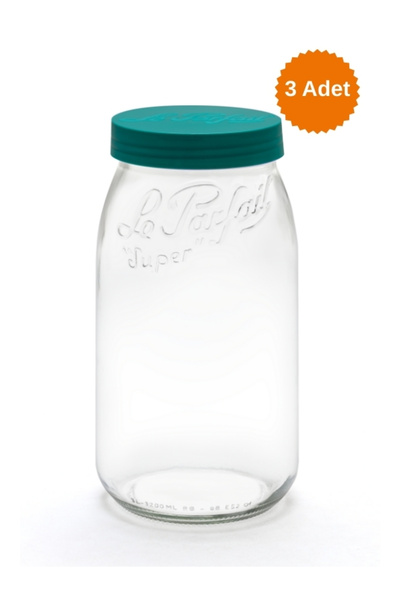 Le Parfait Color Vis Glass Jar 3L Green (3 Pieces)