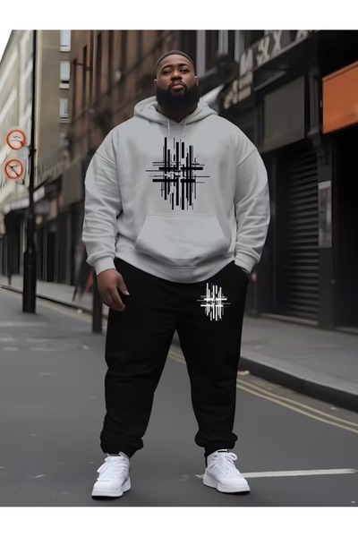 Flaubert Falubert-Men's Printed Huy Large Size Sweatahirt -Sweatpants 2-Piece...