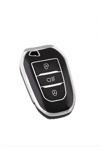 AutoHan Keys غطاء مفتاح بيجو أسود فضي نانو 208 308 3008 مع إضاءة للمصابيح الأ...