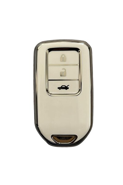 AutoHan Keys غطاء مفتاح هوندا سيفيك سي آر في أبيض فضي نانو