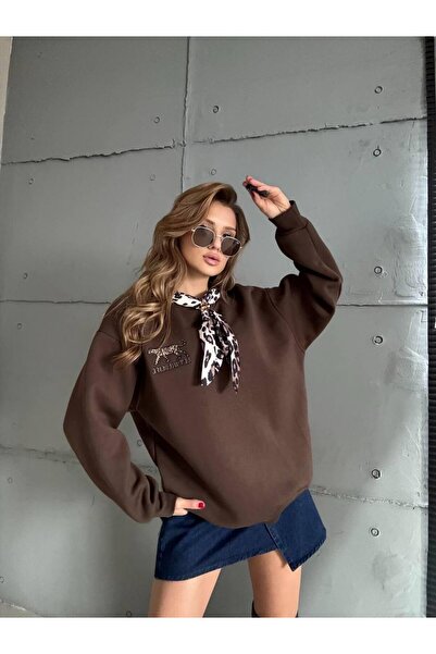 cemo Flok Baskılı Dantel Yaka Asimetrik Elbise