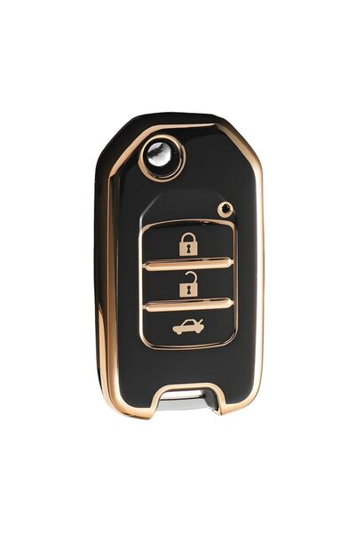 AutoHan Keys غطاء مفتاح هوندا سيفيك FC5 باللون الأسود والذهبي