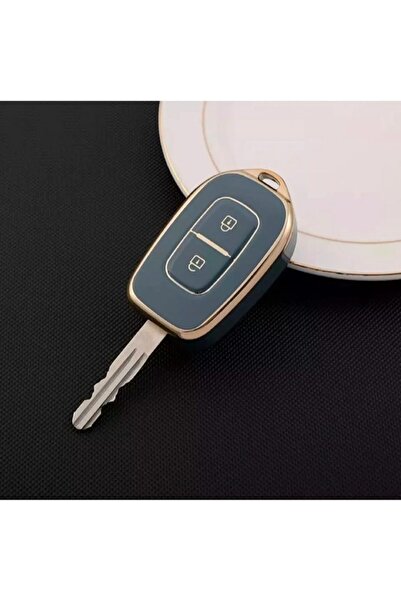 AutoHan Keys غطاء مفتاح رينو داسيا رمادي ذهبي لمفتاحين