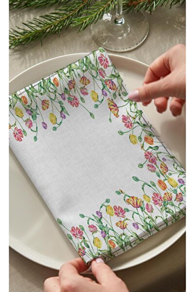 Markaev Комплект от 4 салфетки „Фестивал на лалетата“ от памук