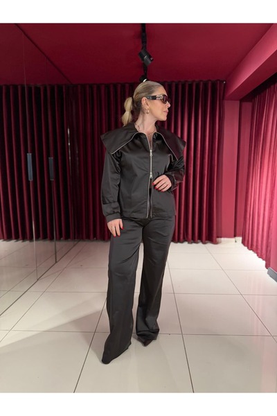 Serpirella Butik Wide Collar Zipper Suit