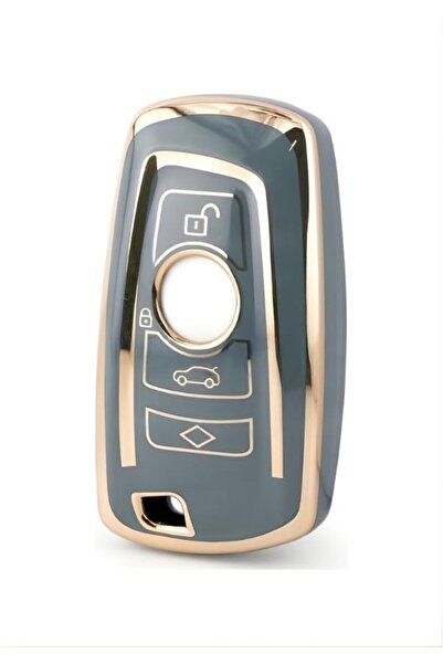 AutoHan Keys غطاء مفتاح نانو لسيارات بي إم دبليو 1 3 5 X5 باللون الرمادي الذهبي