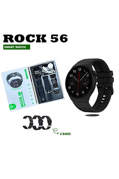 Brandcode Rock56 Smartwatch with 3 Interchangeable Straps, Heart Rate and Sle...