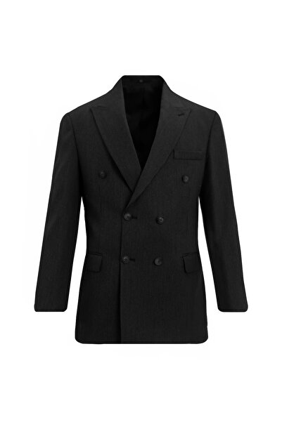 Uki SİYAH Comfort Fit 6 Drop Kruvaze Ceket