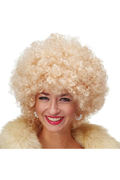 magicool Golden Color Curly Afro Bonus Wig Hair Party Wig Platinum Gold
