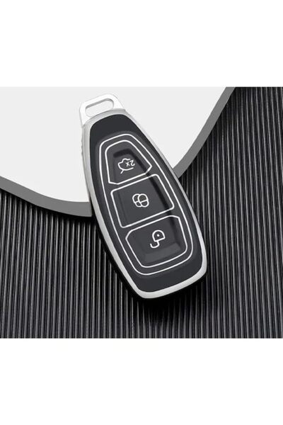 AutoHan Keys غطاء مفتاح فورد فوكس فييستا كوجا أسود فضي نانو