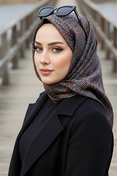 İmajButik Black Smoked Soft Digital Cotton Scarf