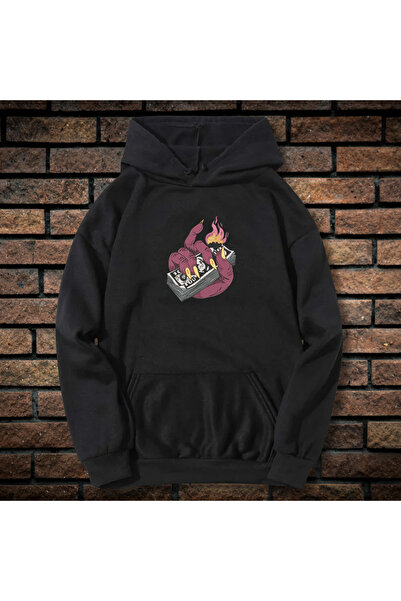 CXO Craft Men's Hoodie with Embroidery, Burning Money, Cotton