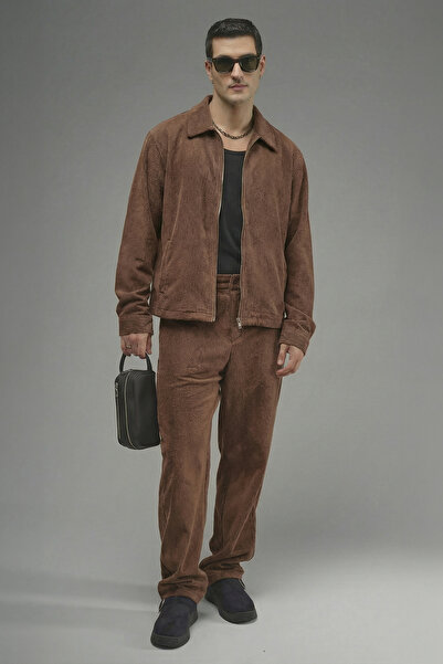 Butik Trend Biz Regular Fit Zippered Bottom and Top Velvet Set