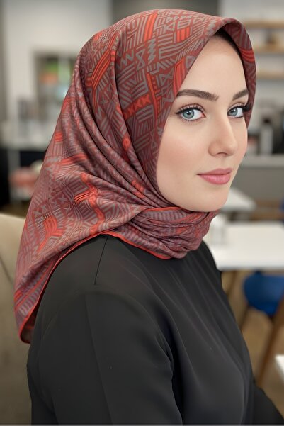 İmajButik Burgundy Soft Digital Cotton Scarf