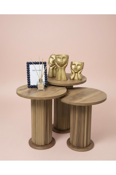 Kalafika BOHEM İSKANDİNAV TARZI 3’LÜ ZİGON SEHPA-Atlantik Çam Rengi