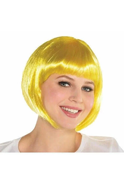 magicool Yellow Color Party Wig Short Blunt Hair