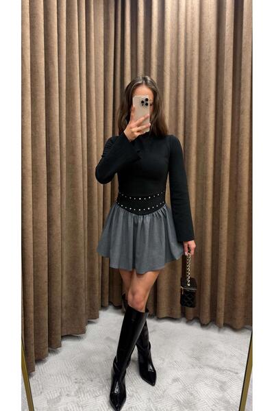 Maysa ZIMBA AKSESUARLI ELBİSE-ANTRASİT