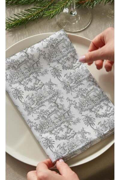 Markaev طقم مناديل قطنية رمادية اللون مكون من 4 قطع