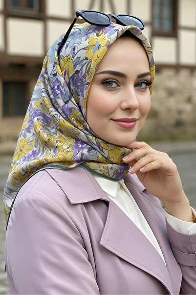 İmajButik Eșarfă din bumbac digital moale liliac/galben