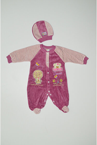 Baby Slon Kids Clup Kışlık kadife uç.balon nakışlı şapkalı full çıtçıt kapama...