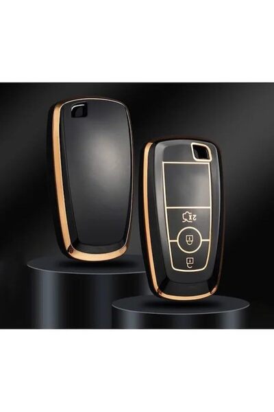 AutoHan Keys غطاء مفتاح فورد موستانج كوجا باللون الأسود والذهبي نانو