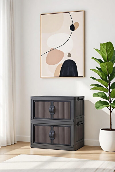 EVONİTA Stackable Organizer Cabinet Multi-Purpose with Lid Portable Stylish A...