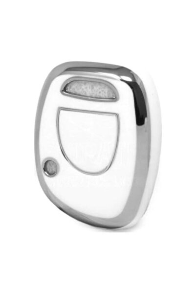 AutoHan Keys غطاء مفتاح رينو كليو كانجو أبيض فضي 1 زر