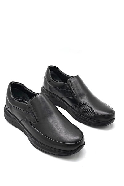KİNDEP Air Flex Bone Protruding Genuine Leather Casual Comfort Men's Shoes Black