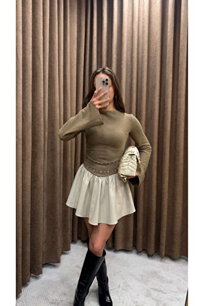 Maysa ZIMBA AKSESUARLI ELBİSE-BEJ