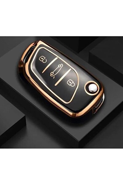 AutoHan Keys غطاء مفتاح سيتروين بيجو أسود ذهبي نانو