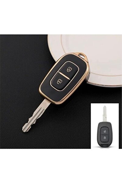 AutoHan Keys غطاء مفتاح رينو داسيا ميجان أسود ذهبي مكون من مفتاحين فاخر