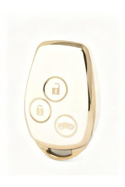 AutoHan Keys غطاء مفتاح رينو كليو 3 داسيا داستر ذهبي أبيض 3 أزرار نانو