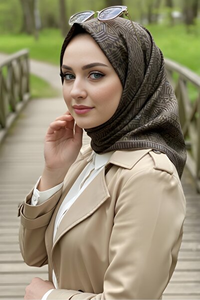 İmajButik Dark Khaki Soft Digital Cotton Scarf