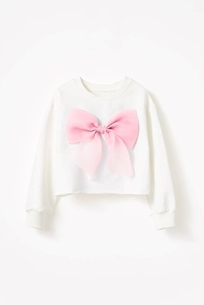 Banamio Anastasia Organza Crop Swea cu fundă tricou