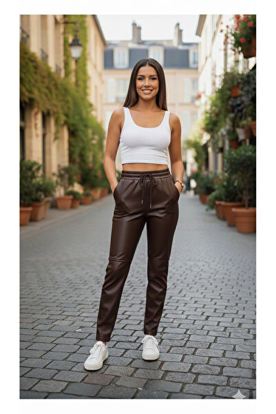 MUG collection Women's Leather Pants Hooded