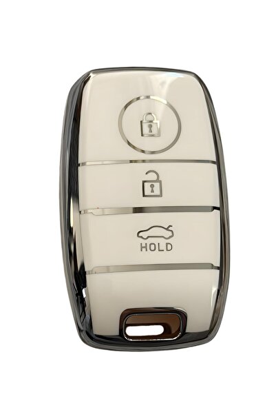 AutoHan Keys غطاء مفتاح كيا ريو سييد سبورتاج أبيض فضي 3 أزرار
