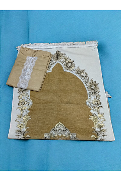 Elegant Gold prayer rug set with prayer mat