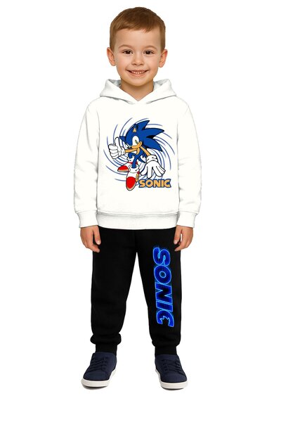 SEDİRLİ Sonic Printed Children's Tracksuit Set 3 Thread Ş Fleece-Lined Cotton...