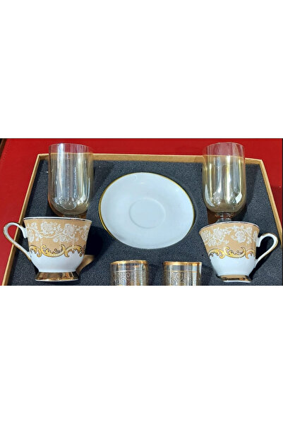 esdekor Danieli Exclusive Fine Porcelain Porcelain 2-Person Coffee Set with W...