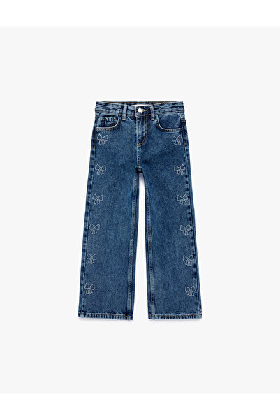 Koton Cotton Pocket Bow Wide Leg Denim Pants