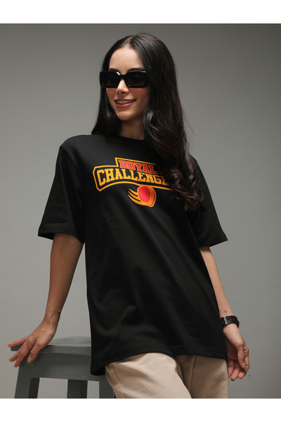 Dillinger By Styli تيشيرت نسائي مطبوع بأكمام قصيرة قصة فضفاضة