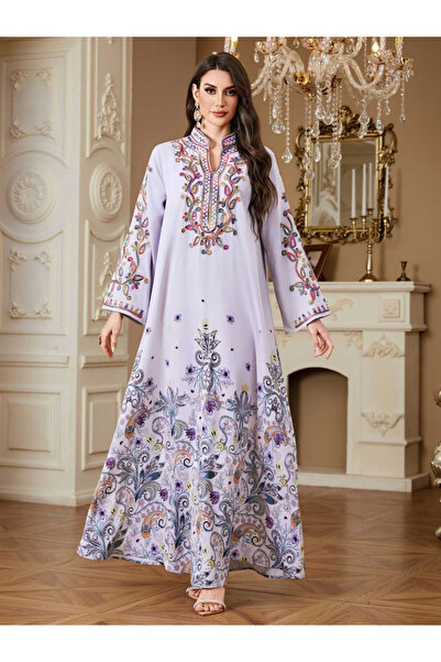 Take Two By Styli Women Floral Printed Embellished Jalabiya