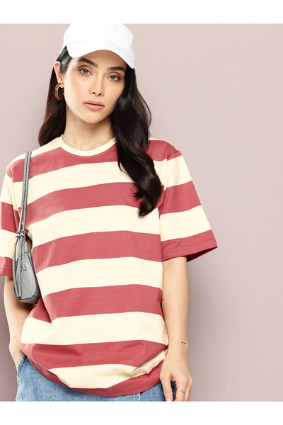 Dillinger By Styli Women Oversized Striped T-Shirt