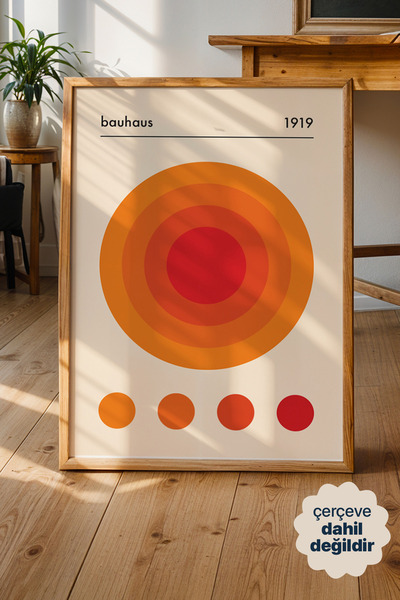 Persona Istanbul Bauhaus 1919 Turuncu Geometrik Daireler - Modern Retro Duvar...