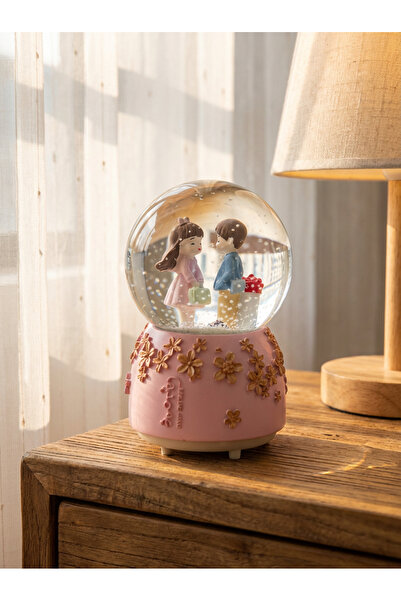 AYLİS Çiçek Detaylı Sevgili Figürlü LED Işıklı Müzikli Kar Küresi – Masaüstü ...