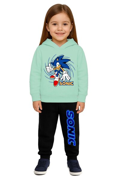 SEDİRLİ Sonic Printed Children's Tracksuit Set 3 Thread Ş Fleece-Lined Cotton...