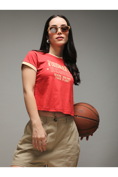 Dillinger By Styli Women Regular Fit Printed Crop T-Shirt