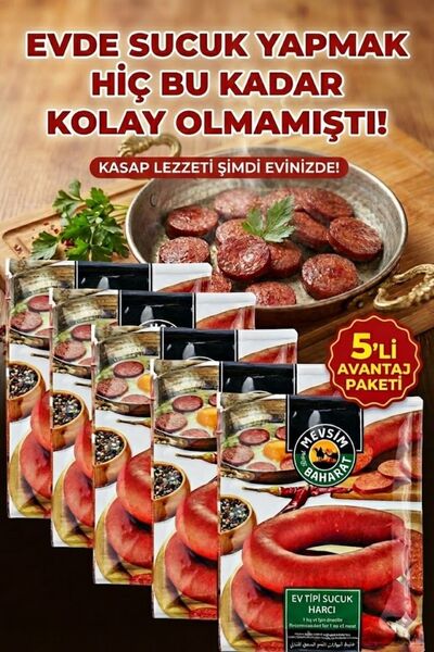 Dört Mevsim Baharat 5 ADET Geleneksel Sucuk Yapımı Paketi (1 Kg Kıyma Için 1 ...