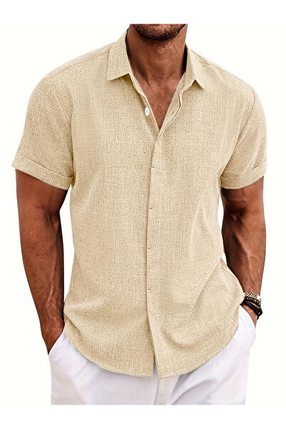 Take Two By Styli Men Solid Turn-Up Short Sleeve Shirt