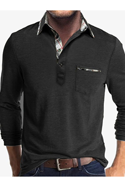 Take Two By Styli Men Long Sleeve Knit Polo with Pocket Detail